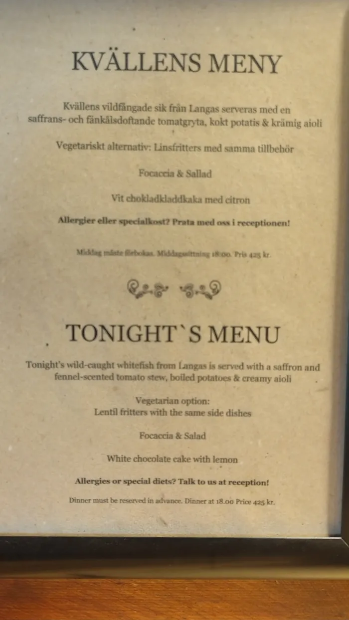 Abendessen Menü